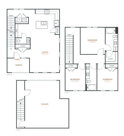 a floor plan of a two story house with a garage and a porch